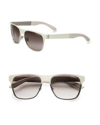 Saint Laurent | White Metal Rectangular Sunglasses | Lyst