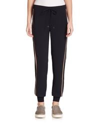 Vince | Black Double-Stripe Jersey Jogger Pants | Lyst