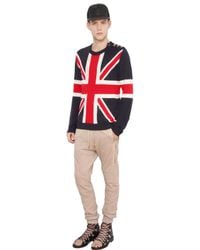 Balmain | Blue Uk Flag Destroyed Linen Sweater for Men | Lyst