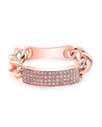 Anne Sisteron - Metallic 14kt Rose Gold Diamond Id Tag Ring - Lyst