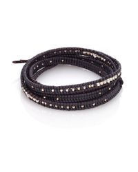 Chan Luu | Gray Sterling Silver & Leather Beaded Double-row Wrap Bracelet | Lyst