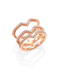 Phyne By Paige Novick | Pink Cristina Diamond & 14k Rose Gold Three Bar Ring | Lyst