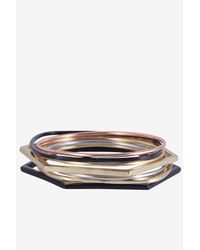 French Connection | Metallic 8 Set Bangle Circ Cube Rectangle Hexagon Bracelet | Lyst