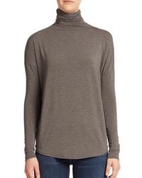 Vince | Gray Slouch Turtleneck Cotton Top | Lyst