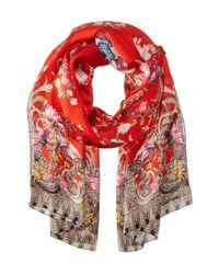 Roberto Cavalli | Brown Ducale Printed Scarf W/leather Fringe | Lyst