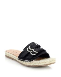 Rag & Bone | Black Jules Leather Espadrille Slide Sandals | Lyst