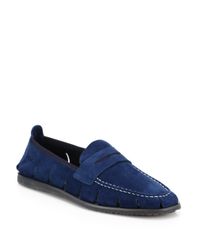Saks Fifth Avenue | Blue Cut-out Suede Loafers for Men | Lyst