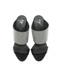 Giuseppe Zanotti - Black Satin Mule With Crystal Detail - Lyst