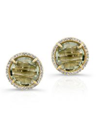 Anne Sisteron - Metallic 14kt Yellow Gold Green Amyethyst Diamond Round Stud Earrings - Lyst