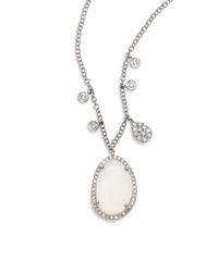 Meira T | Druzy, Diamond & 14k White Gold Pendant Necklace | Lyst