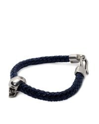 Alexander McQueen | Bright Blue Leather Skull Bracelet | Lyst