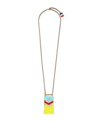 Lanvin | Multicolor 'calvi' Rhinestone Enamel Flag Necklace | Lyst