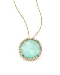 KALAN by Suzanne Kalan | Blue Chalcedony, White Sapphire & 14k Yellow Gold Large Round Pendant Necklace | Lyst