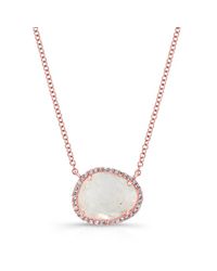 Anne Sisteron | Pink 14kt Rose Gold Moonstone Diamond Necklace | Lyst