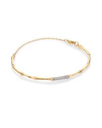 John Hardy | Metallic Bamboo Diamond & 18k Yellow Gold Bangle Bracelet | Lyst