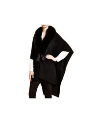 Magaschoni | Black Fur Trimmed Poncho | Lyst