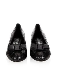 Ferragamo | Black Vara C Glitter Pumps | Lyst
