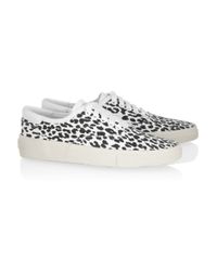 Saint laurent Leopard-Print Canvas Sneakers in Black | Lyst