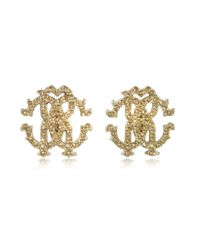Roberto Cavalli - Metallic Rc Lux Crystals Stud Earrings - Lyst