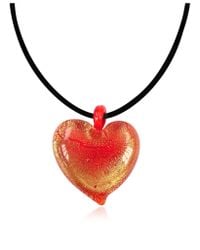 Antica Murrina - Passione - Red & Gold Murano Glass Heart Pendant - Lyst