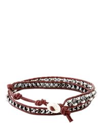 Colana | Metallic Leather Wrap Bracelet With Swarovski | Lyst