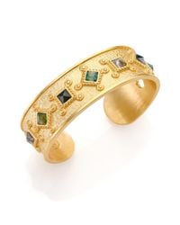 Stephanie Kantis | Metallic Hope Green Moss Agate Cuff Bracelet | Lyst