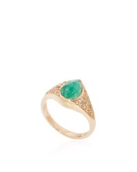 Jacquie Aiche | Green Pave Emerald Teardrop She-Ra Ring | Lyst