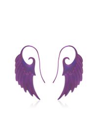 Noor Fares | Fly Me To The Moon Wing Earrings In Purple Titanium | Lyst