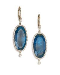 Meira T | Blue Apatite, White Topaz & 14k Yellow Gold Oval Drop Earrings | Lyst