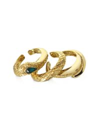 Roberto Cavalli - Metallic Goldtone Snake Triple Womens Rings - Lyst