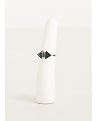 Nikos Koulis | Pink Rose Gold Double Triangle Pave Ring | Lyst
