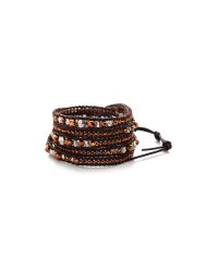 Chan Luu | Brown Grey Banded Agate, Hematite, Crystal & Leather Multi-row Beaded Wrap Bracelet | Lyst