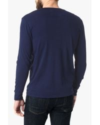 7 For All Mankind - Blue Long Sleeve Henley In Indigo for Men - Lyst