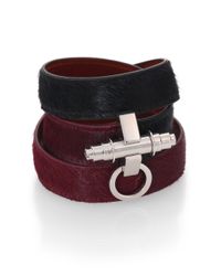 Givenchy | Red Calf Hair & Leather Wrap Bracelet | Lyst