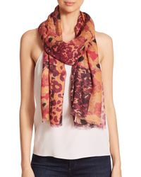 Bindya | Purple Mixed Print Cashmere & Silk Scarf | Lyst