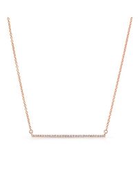 Anne Sisteron | Pink 14kt Rose Gold Diamond Thin Bar Necklace | Lyst