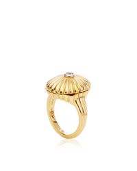 Monica Rich Kosann | Metallic 18k Yellow Gold Scalloped Secret Locket Ring | Lyst