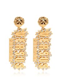 Versus | Metallic Rhinestones On Gold Plated Logo Earrings | Lyst