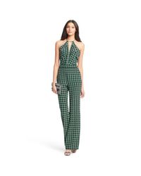 Diane von Furstenberg | Green Ireland Open Back Silk Jumpsuit | Lyst