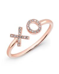Anne Sisteron - Metallic 14kt Rose Gold Diamond Xo Ring - Lyst