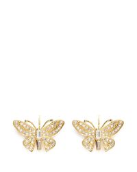 Kenneth Jay Lane | Metallic Crystal Pavé Butterfly Drop Earrings | Lyst