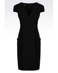 Emporio Armani | Black Sheath In Bi-stretch Technical Fabric | Lyst