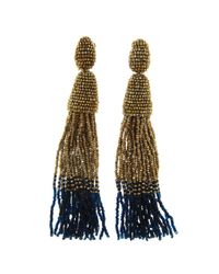 Oscar de la Renta | Metallic Classic Long Ombre Tassel Earrings | Lyst