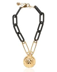Versus | Black Lion Safety Pin Gold Plated Necklace | Lyst