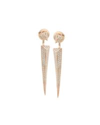 Anne Sisteron - Pink 14Kt Rose Gold Diamond Floating Spear Earrings - Lyst