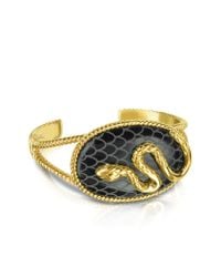 Just Cavalli - Black Amazonia Gold Plated Bangle Bracelet - Lyst