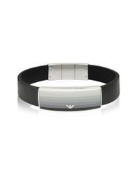 Emporio Armani - Gray Iconic Stainless Steel Men's Large Bracelet - Lyst