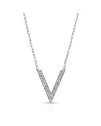 Anne Sisteron - 14kt White Gold Diamond V Necklace - Lyst