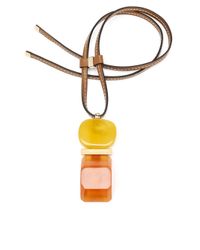 Marni | Brown Resin, Horn & Leather Colorblock Long Pendant Necklace | Lyst
