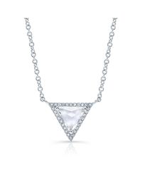 Anne Sisteron - 14kt White Gold White Topaz Triangle Diamond Necklace - Lyst